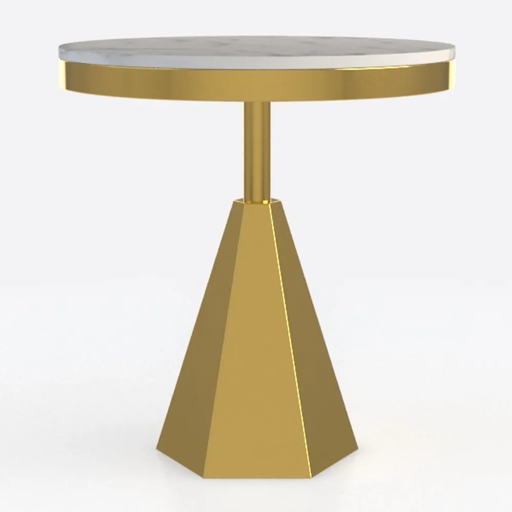 Small Round End Table Marble Top Side Table with