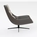 Modern Fabric Leather Upholstered Swivel Armchair 3D Model Right 45 Degree View