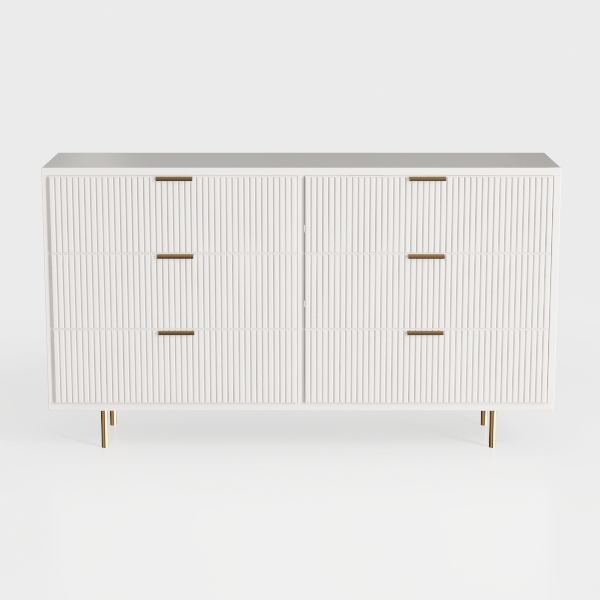 IDEALHOUSE White 6 Drawer Dresser, Modern 6