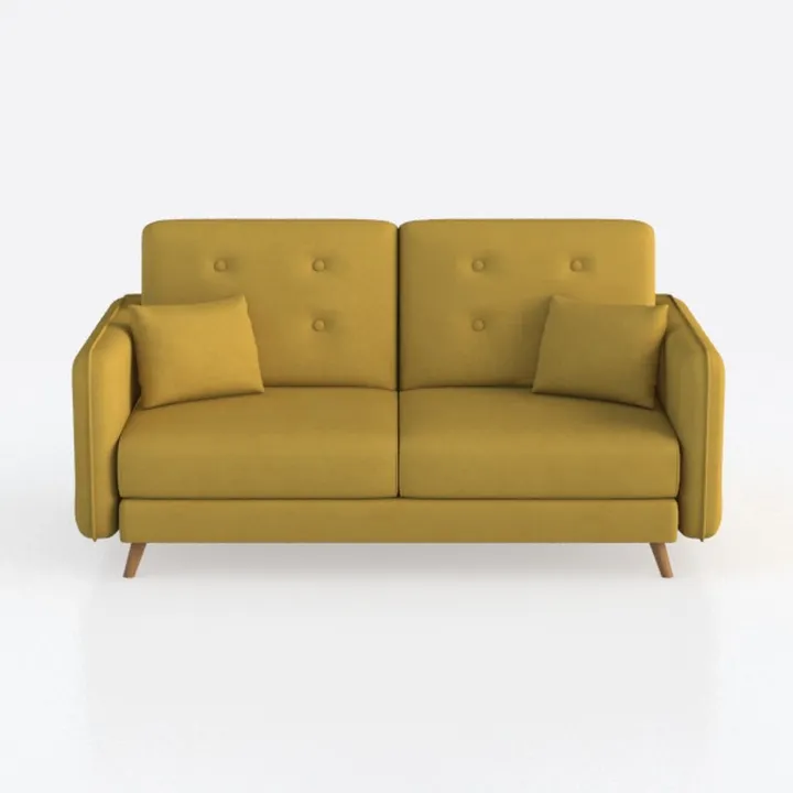 Mid Century Modern Mustard Fabric Loveseat Sofa 3D Model