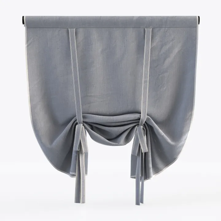 Minimalist Linen Tie Up Window Curtain 3D Model