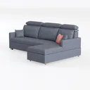 Modern Fabric L Shape Sectional Sofa With Adjustable Headrests 3D Model Left 45 Degree View