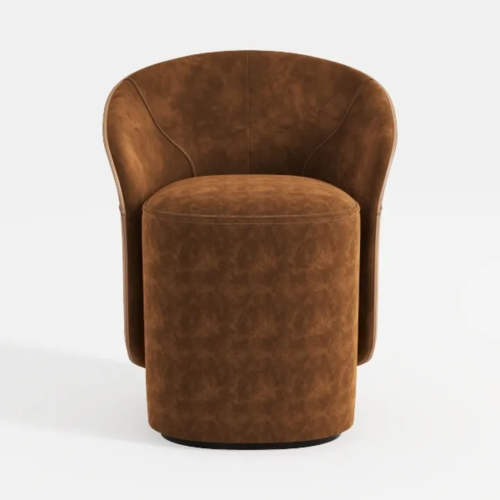 Minimalist Brown Velvet Upholstered Accent Chair 3D Model