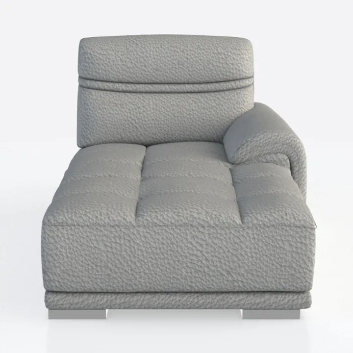 Modern Grey Leather Chaise Lounge 3D Model