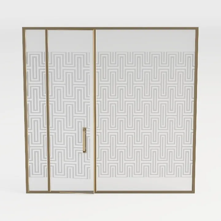 Modern Gold Metal Glass Sliding Wardrobe Door 3D Model