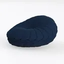 Navy Velvet Round Tufted Ottoman Floor Cushion 3D Model Left 45 Degree View