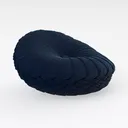Navy Velvet Round Tufted Ottoman Floor Cushion 3D Model Right 45 Degree View
