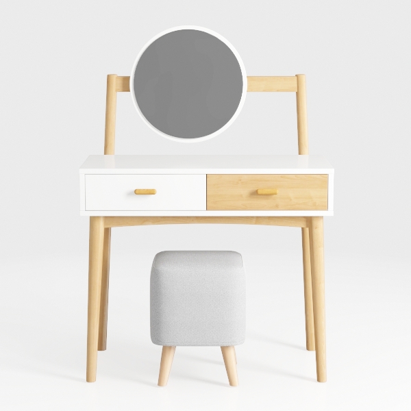 FUNKOCO White Small Desk with Drawers - 40 Inch Wh