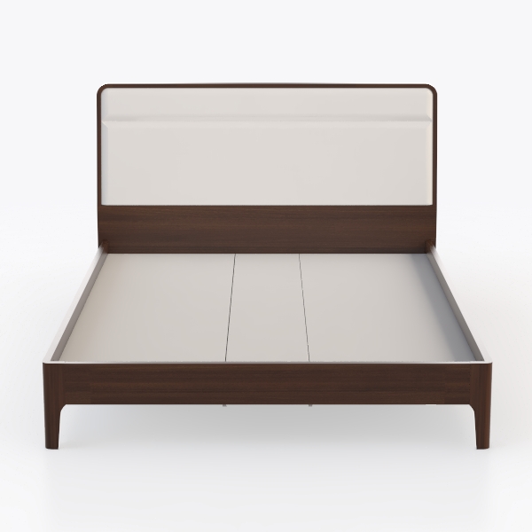 GDFStudio Acacia Wood Bed, Light Brown Glaze Queen