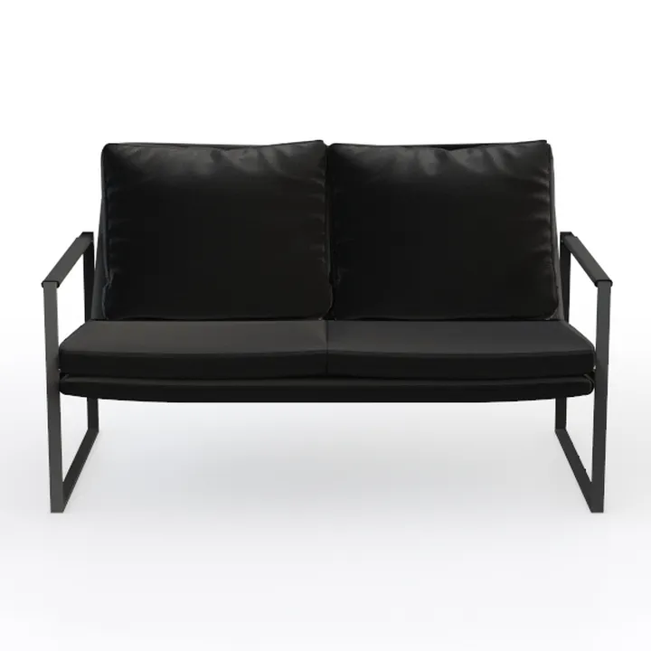Modern Black Metal Fabric Loveseat Sofa 3D Model