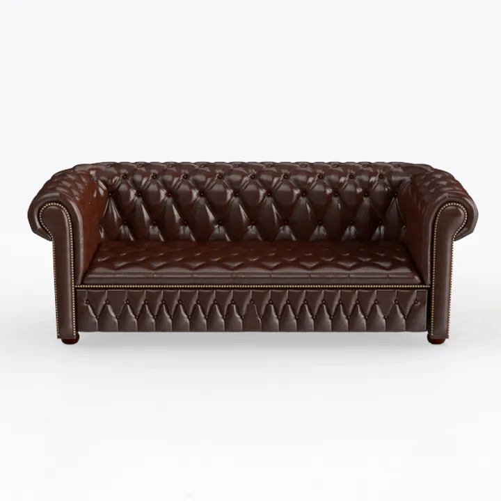 Vintage Chesterfield Brown Leather Tufted Sofa 3D Model