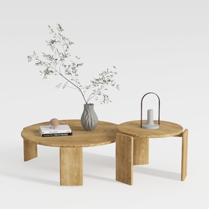 RUSTOWN 2-Piece Round Farmhouse Coffee Table