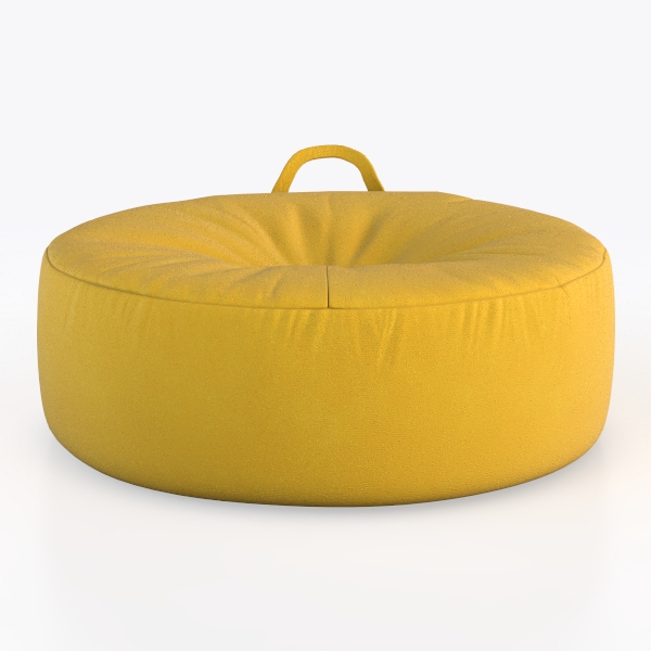 Ling Knit Filled Ottoman Ming Yellow Round Pouf