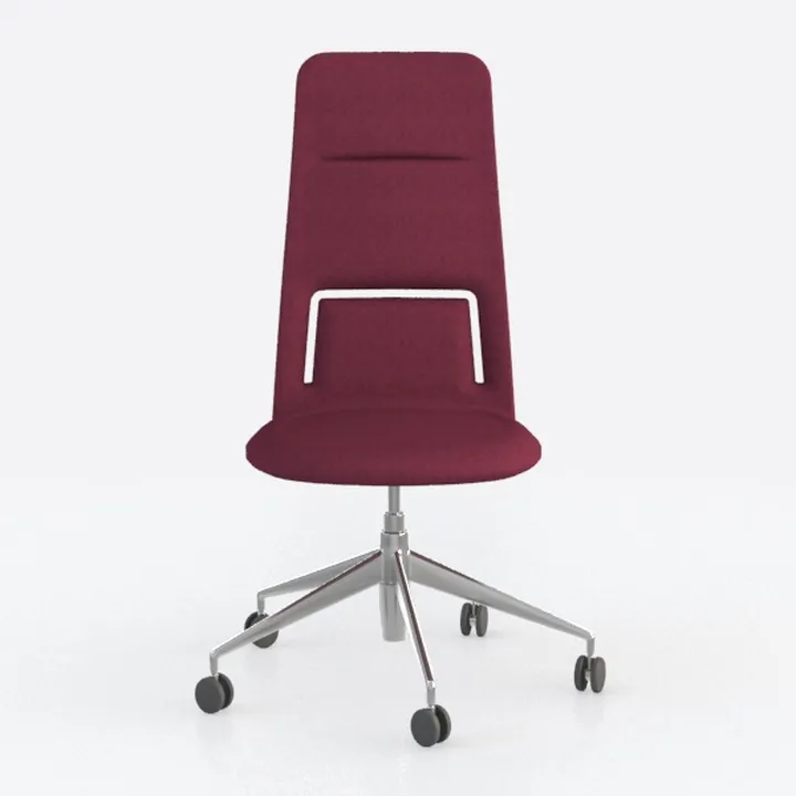 Modern Fabric Metal Burgundy High Back Office Chair 3D Model