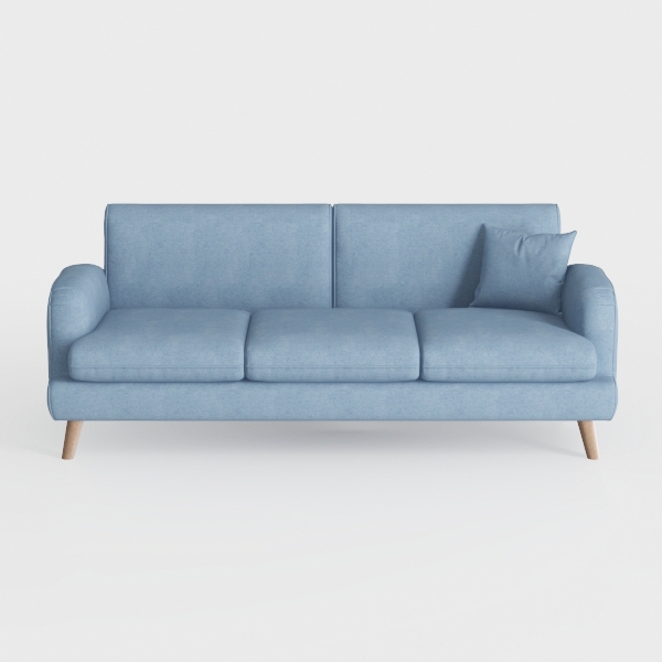 Luckycloud Modern Couch Sofa 3-Seater Upholstered 