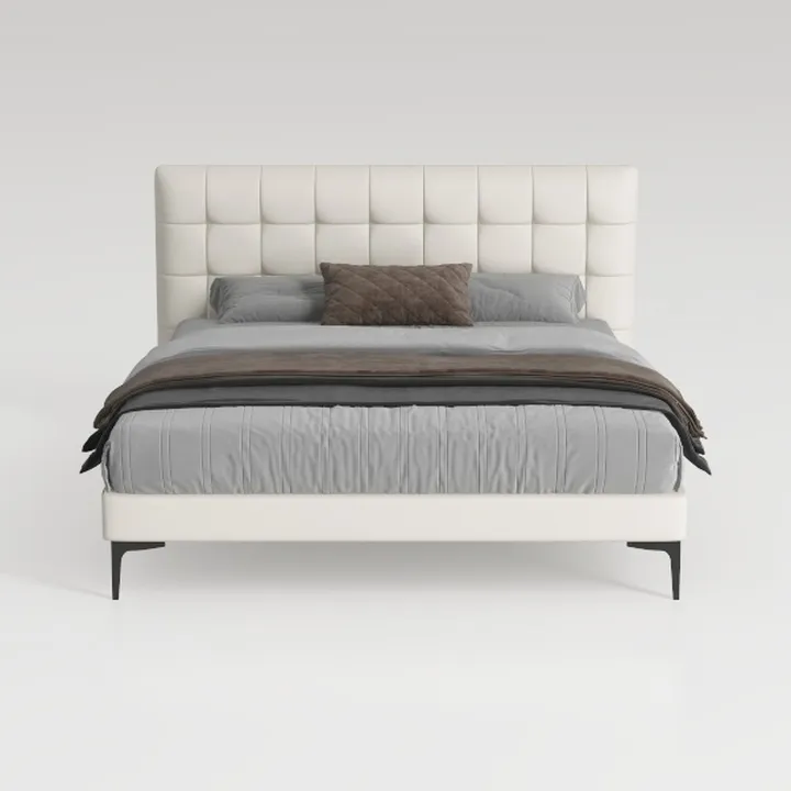 Modern Tufted Leather Upholstered King Size Bed 3D Model