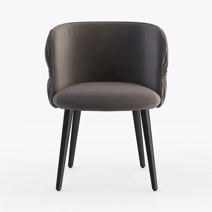 Modern Dark Velvet Upholstered Dining Armchair 3D Model