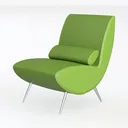 Modern Green Leather Metal Legged Accent Chair 3D Model Left 45 Degree View