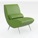Modern Green Leather Metal Legged Accent Chair 3D Model Right 45 Degree View