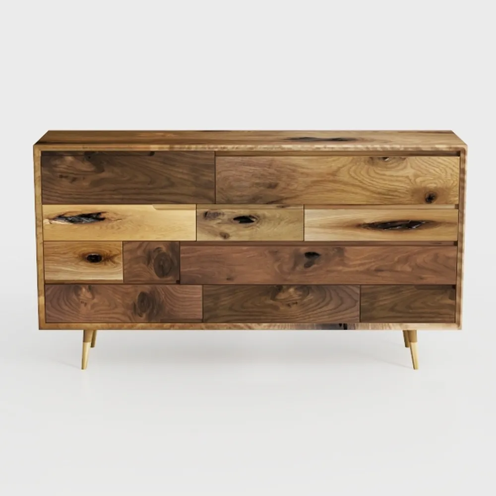 IKENO 8 Drawer Dresser, Industrial Wood Storage