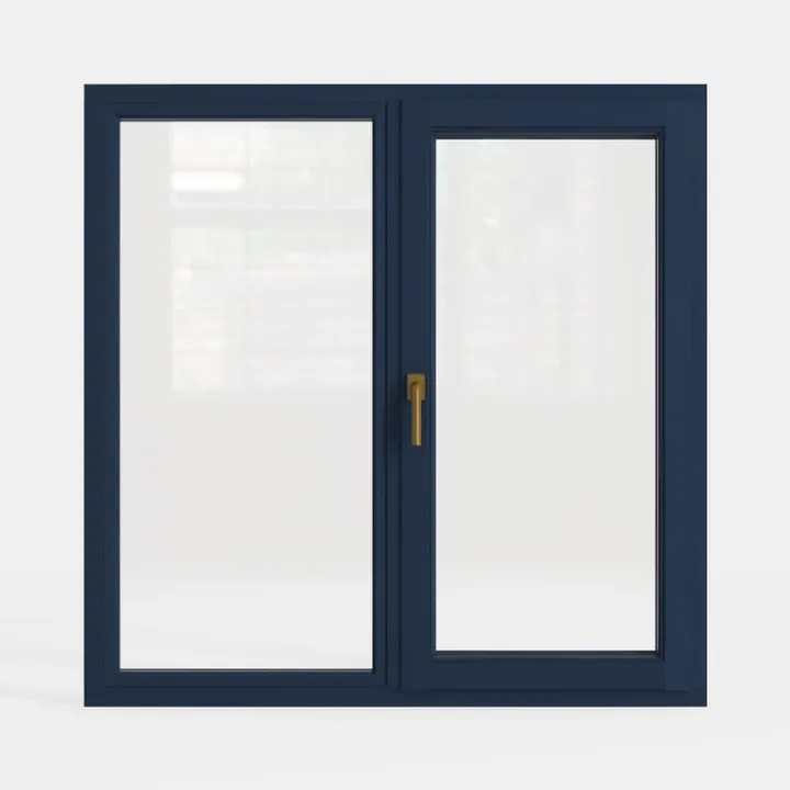 Navy Blue Metal Glass Double Casement Window 3D Model