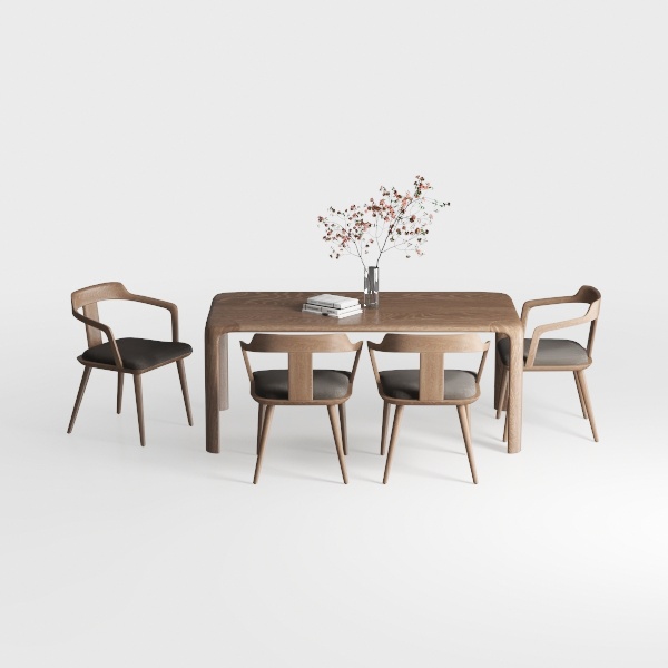 VKNOW Wooden Dining Chairs Set of 4, Modern Fabric