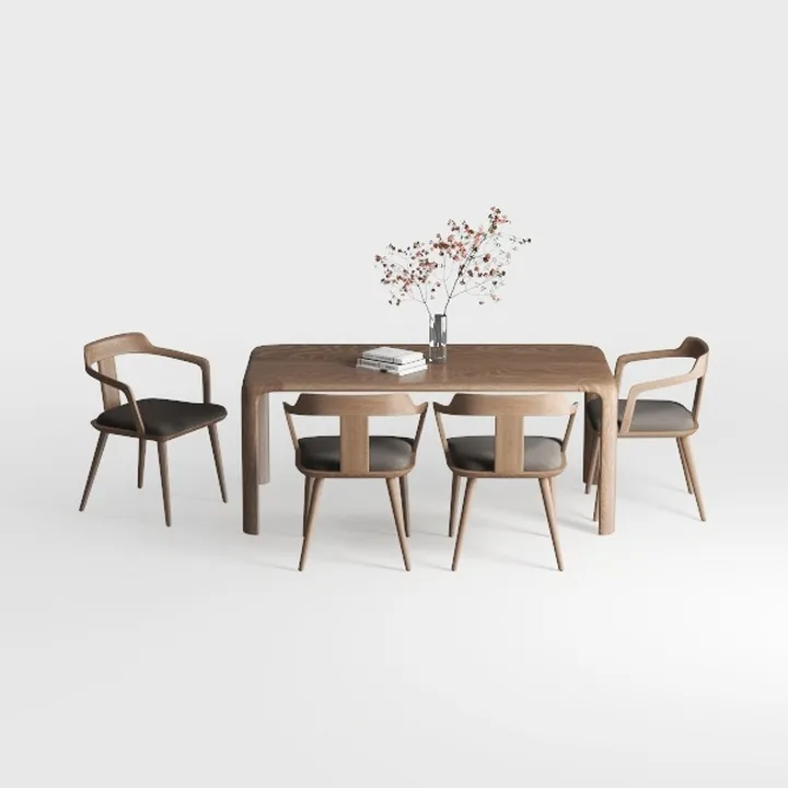 VKNOW Wooden Dining Chairs Set of 4, Modern Fabric