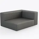 Minimalist Fabric Right Arm Modular Sofa 3D Model Right 45 Degree View
