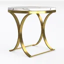 Modern Marble Top Gold Metal Round Side Table 3D Model Left 45 Degree View