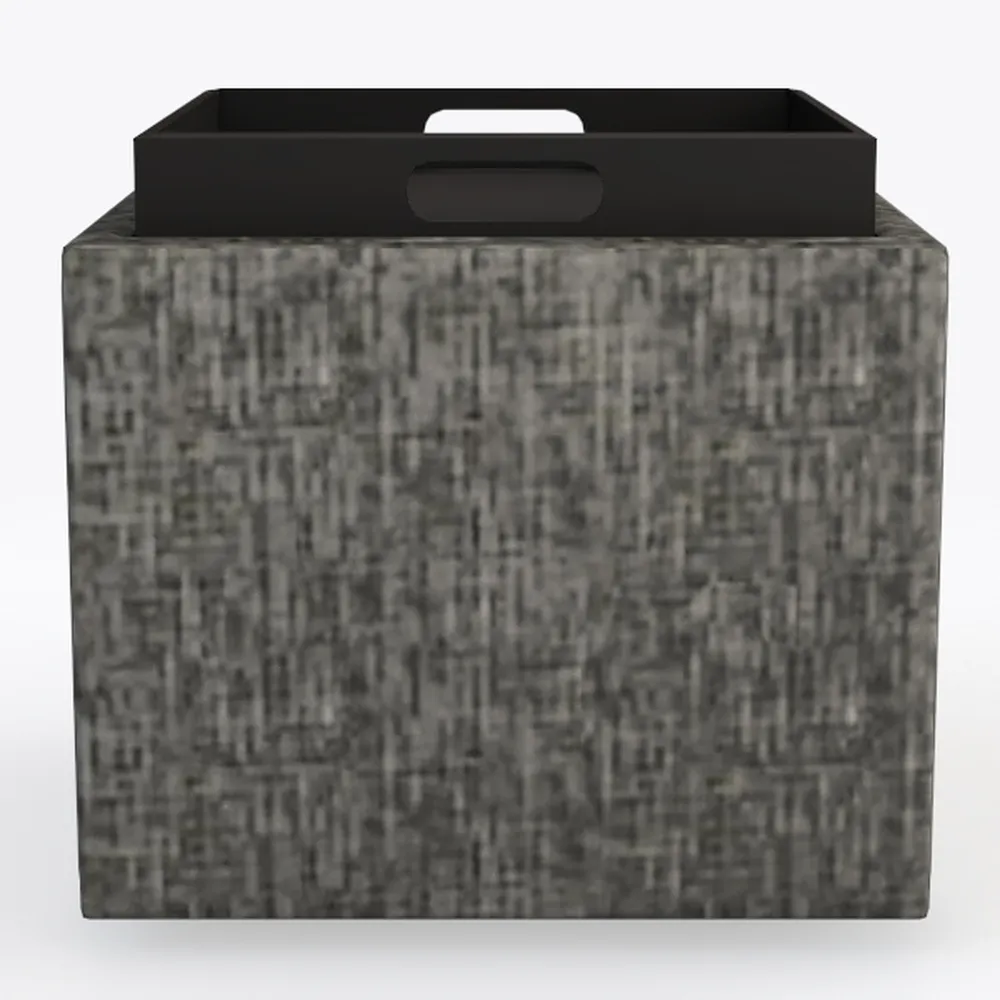 FORNOR 42012 Pouf Ottoman Velvet Grigio 38 x 38 x 38 cm
