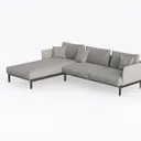 Minimalist Fabric L Shape Sectional Sofa 3D Model Left 45 Degree View