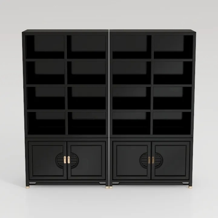 FINETONES 73" Tall Bookshelf with Doors, Double 