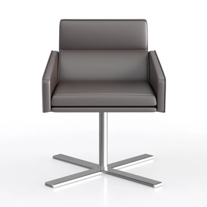 Modern Gray Leather Metal Base Office Armchair 3D Model