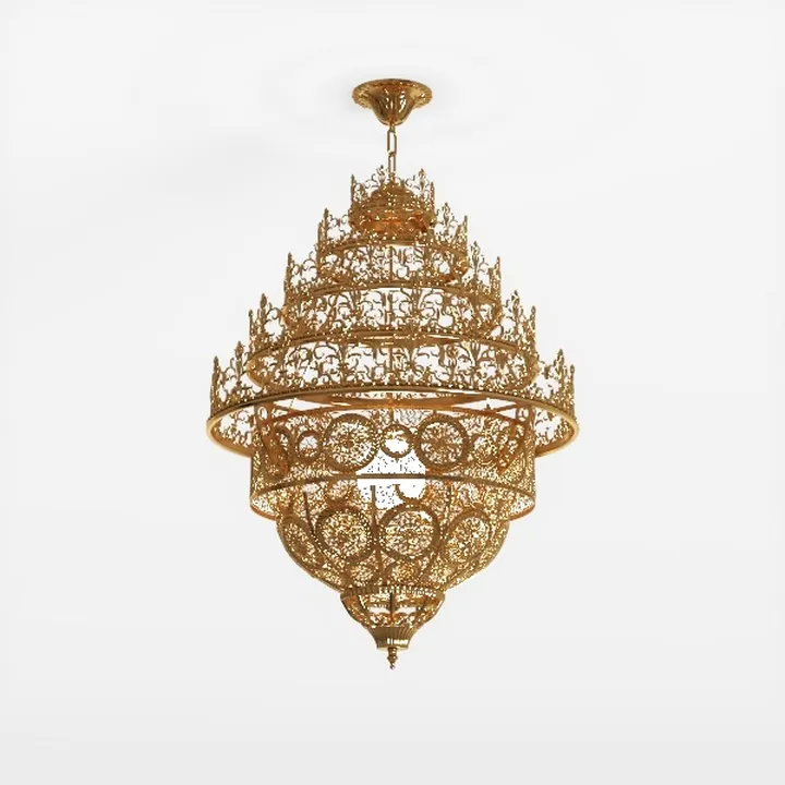 Vintage Ornate Brass Chandelier 3D Model