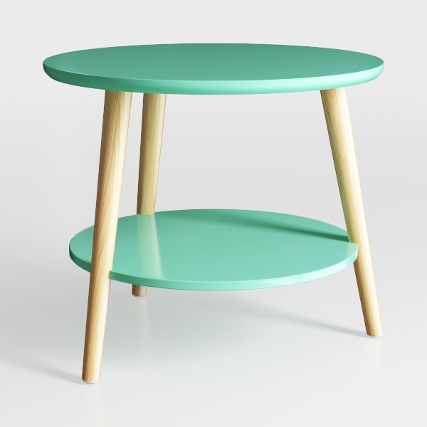 TeoKJ 2 Tier Green Side Table, Folding Round Metal