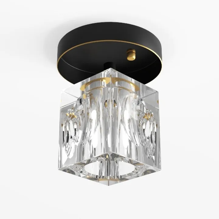 Modern Black Gold Clear Crystal Ceiling Lamp 3D Model