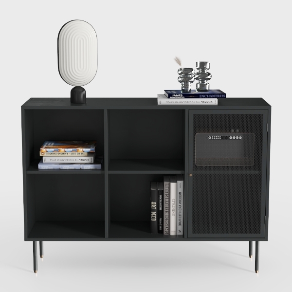 Metal Storage Cabinet with Tempered Glass Doors