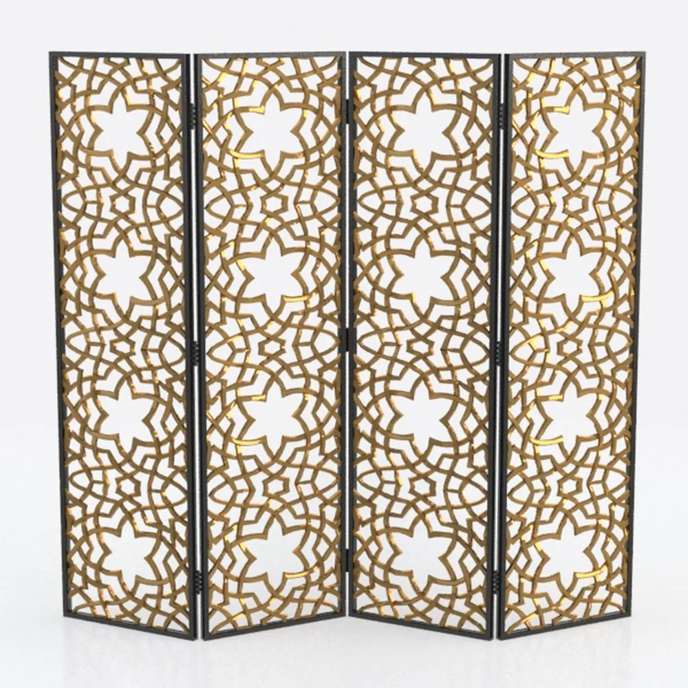 68.9Inch Folding Room Divider, 4 Panels Wood 