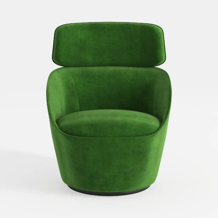 Modern Minimalist Green Velvet Fabric Armchair 3D Model