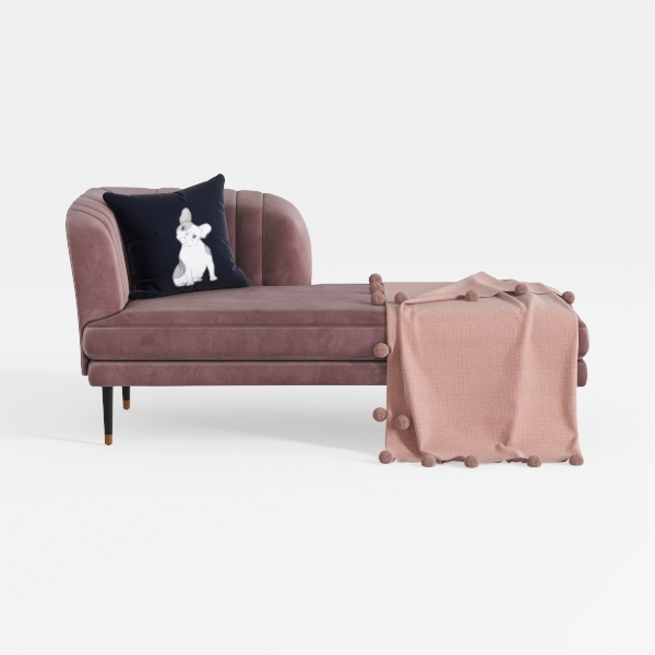 Xane Dusty Pink Light Blush Velvet Chaise Lounge