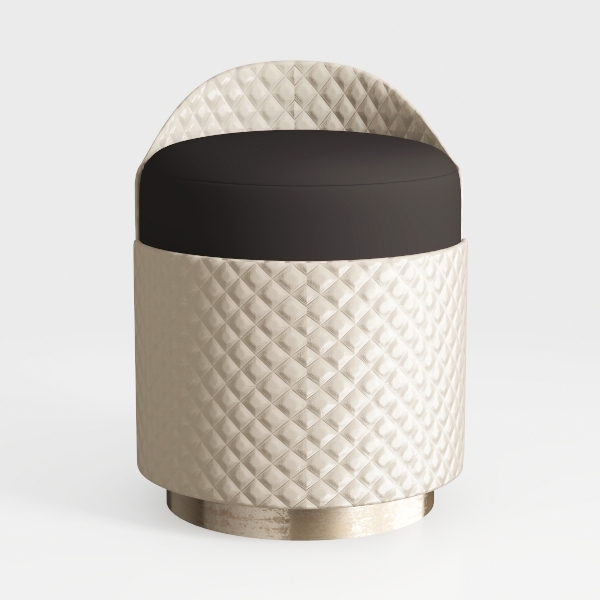 TPTBON Round Vanity Stool with Back, Artificial Le