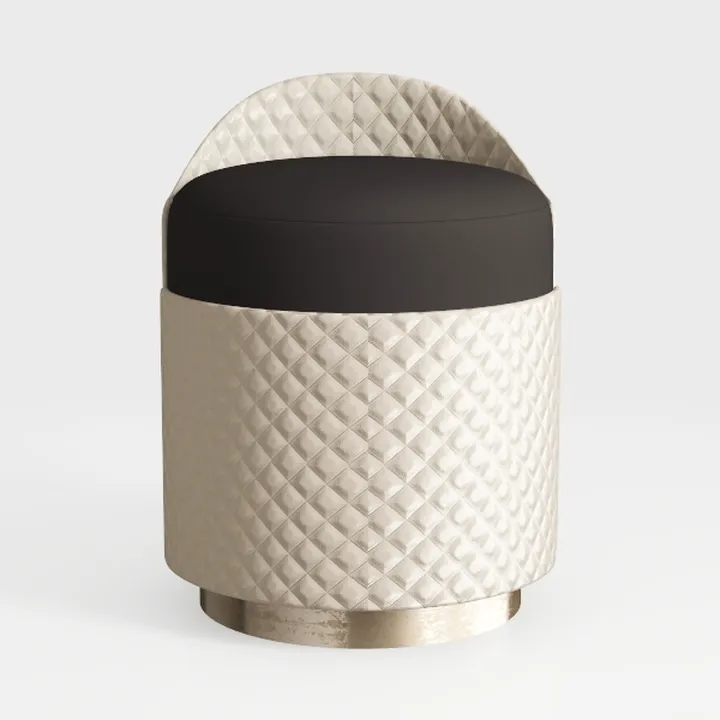 TPTBON Round Vanity Stool with Back, Artificial Le