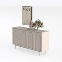 Buffet Cabinet with Storage, 33" Tall Kitchen Side Left 45 Degree View