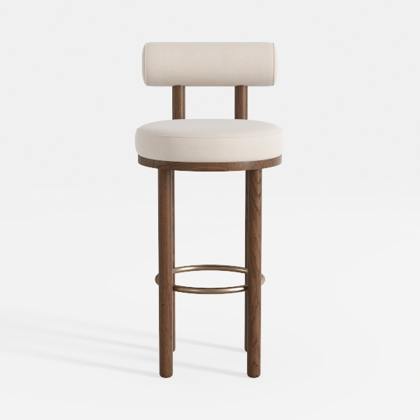 Mid-Century Bar Stools 1 PC, 26.5 Inch Linen