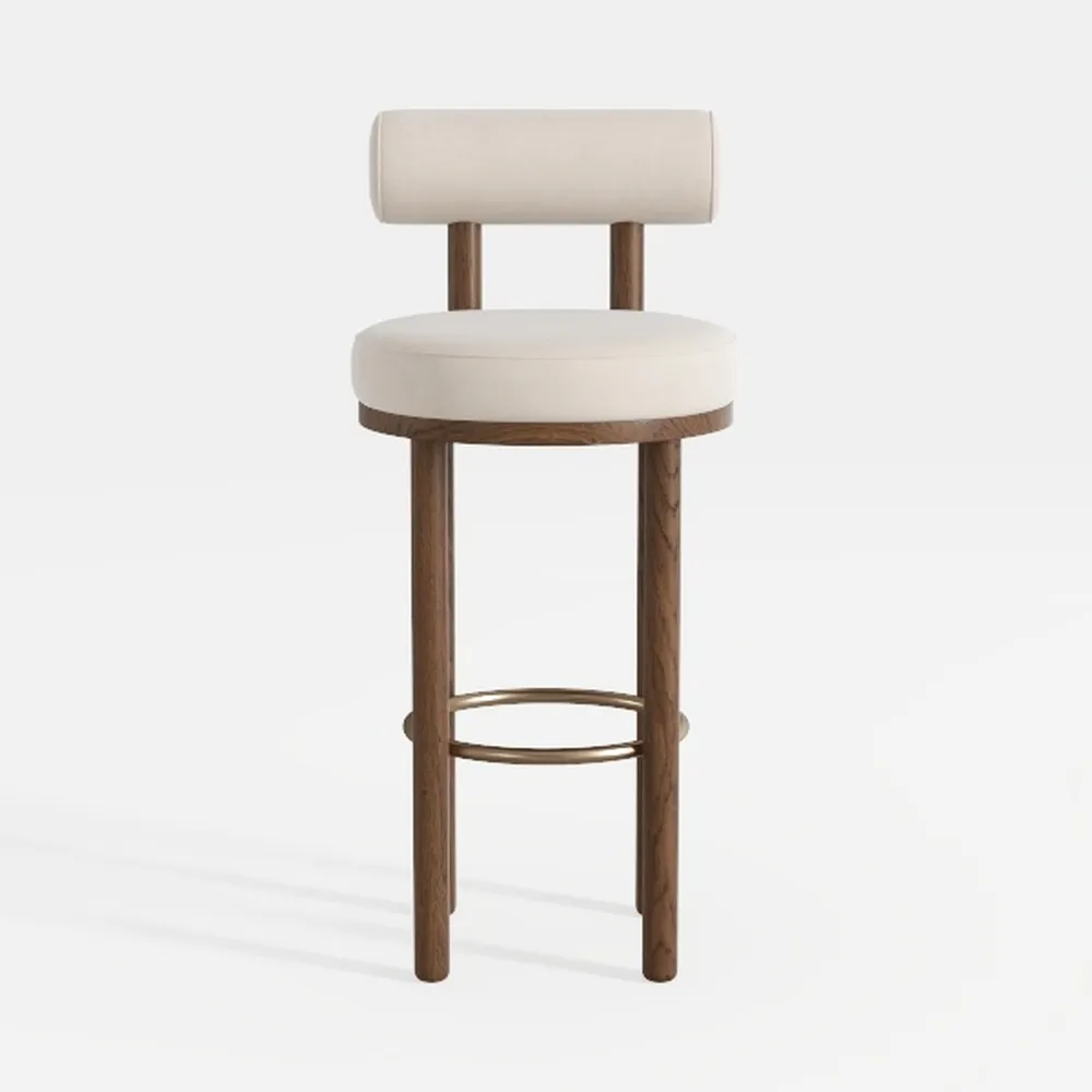 Mid-Century Bar Stools 1 PC, 26.5 Inch Linen