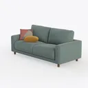 Minimalist Fabric Loveseat Sofa with Decorative Throw Pillows 3D Model Left 45 Degree View