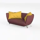 Modern Fabric Upholstered Loveseat Sofa with Throw Pillows 3D Model Left 45 Degree View