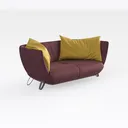 Modern Fabric Upholstered Loveseat Sofa with Throw Pillows 3D Model Right 45 Degree View