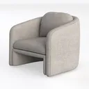 Minimalist Boucle Fabric Armchair 3D Model Left 45 Degree View