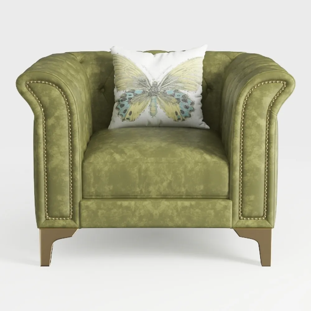 LINSY Chenille Accent Chair, Barrel Chair with Ott